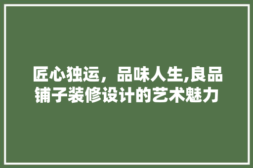匠心独运，品味人生,良品铺子装修设计的艺术魅力