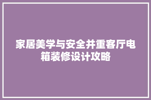 家居美学与安全并重客厅电箱装修设计攻略 工艺流程