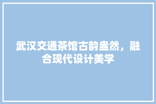武汉交通茶馆古韵盎然，融合现代设计美学
