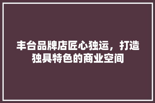 丰台品牌店匠心独运，打造独具特色的商业空间