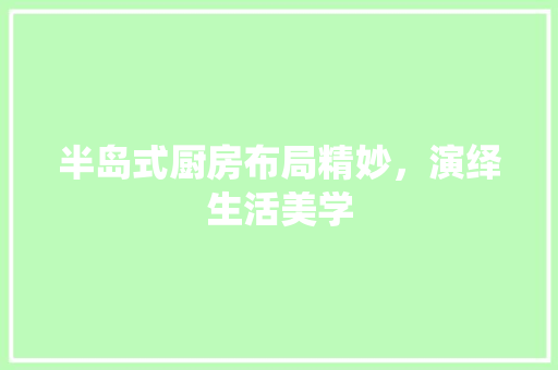 半岛式厨房布局精妙，演绎生活美学 住宅建筑设计