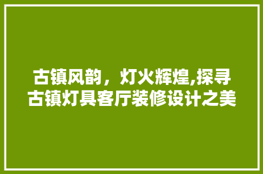 古镇风韵，灯火辉煌,探寻古镇灯具客厅装修设计之美 设计原则