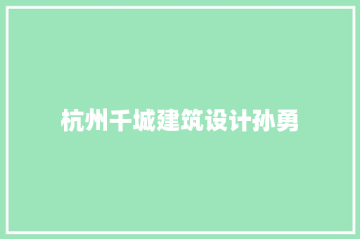 杭州千城建筑设计孙勇 常用设备