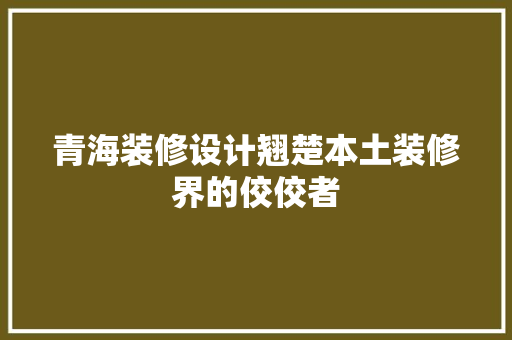 青海装修设计翘楚本土装修界的佼佼者