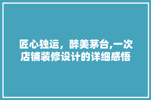 匠心独运，醉美茅台,一次店铺装修设计的详细感悟