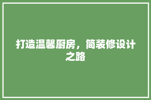 打造温馨厨房，简装修设计之路