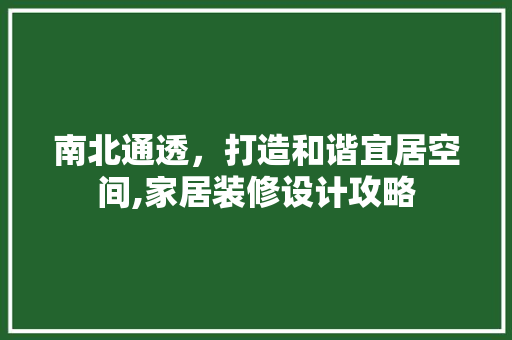 南北通透，打造和谐宜居空间,家居装修设计攻略