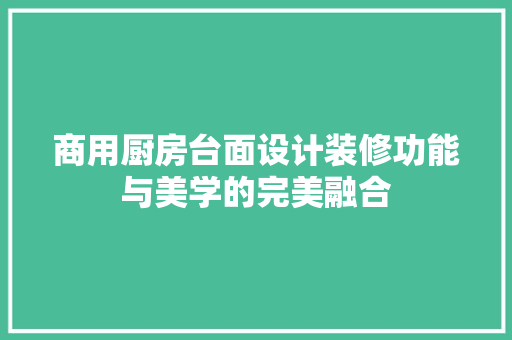商用厨房台面设计装修功能与美学的完美融合