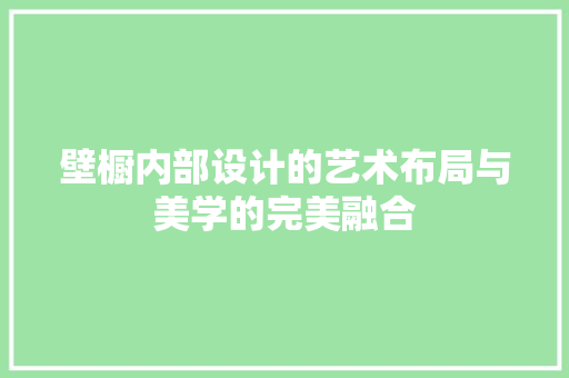 壁橱内部设计的艺术布局与美学的完美融合