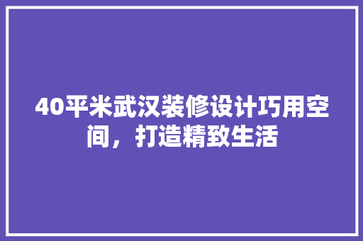 40平米武汉装修设计巧用空间，打造精致生活