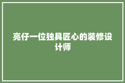 亮仔一位独具匠心的装修设计师