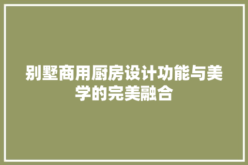 别墅商用厨房设计功能与美学的完美融合