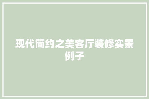 现代简约之美客厅装修实景例子