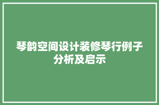 琴韵空间设计装修琴行例子分析及启示