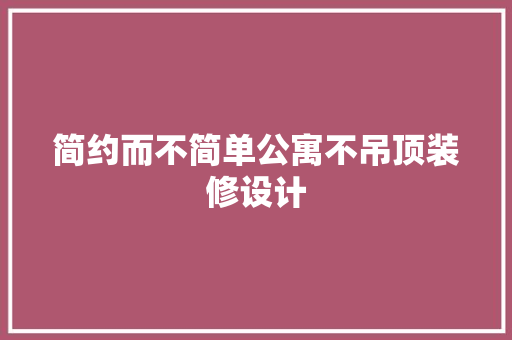 简约而不简单公寓不吊顶装修设计 工艺流程