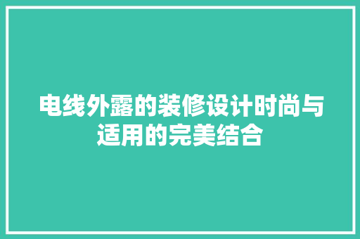 电线外露的装修设计时尚与适用的完美结合