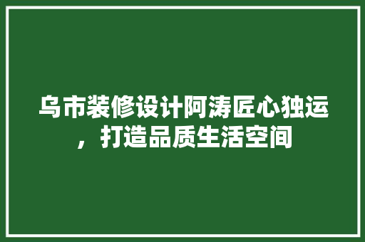 乌市装修设计阿涛匠心独运，打造品质生活空间