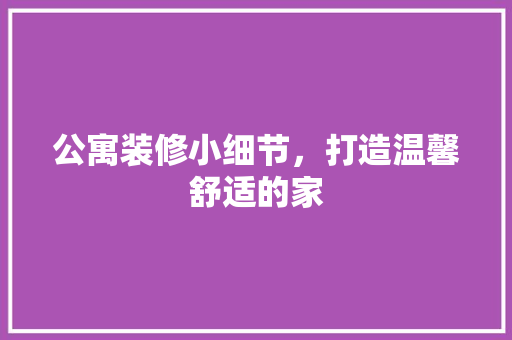 公寓装修小细节，打造温馨舒适的家 常见问题