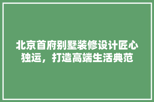 北京首府别墅装修设计匠心独运，打造高端生活典范 材料设备
