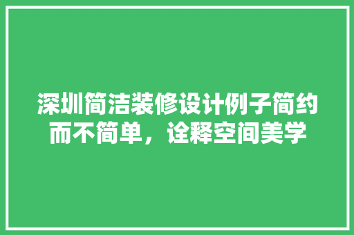 深圳简洁装修设计例子简约而不简单，诠释空间美学 新型材料