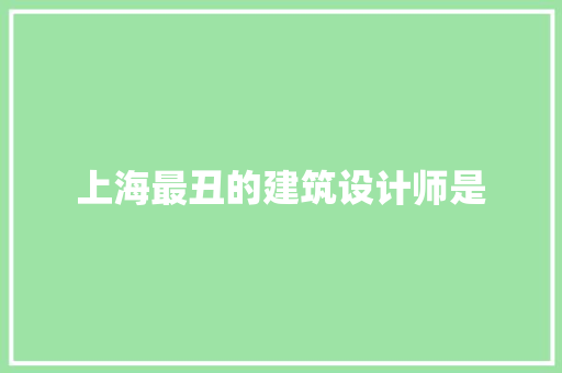 上海最丑的建筑设计师是 材料设备