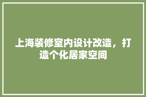 上海装修室内设计改造，打造个化居家空间