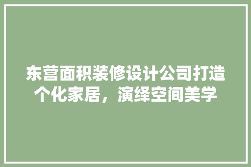 东营面积装修设计公司打造个化家居，演绎空间美学 施工技术