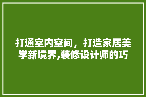 打通室内空间，打造家居美学新境界,装修设计师的巧思与智慧 材料设备