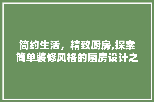 简约生活，精致厨房,探索简单装修风格的厨房设计之路