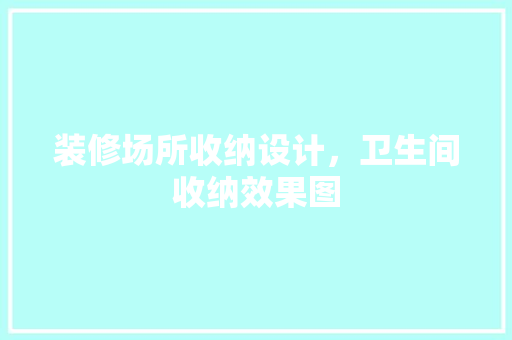 装修场所收纳设计，卫生间收纳效果图 施工技术