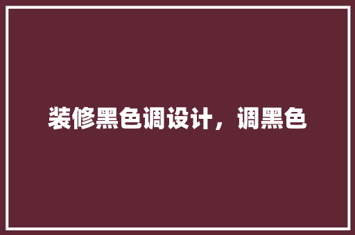 装修黑色调设计，调黑色