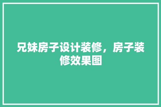 兄妹房子设计装修，房子装修效果图