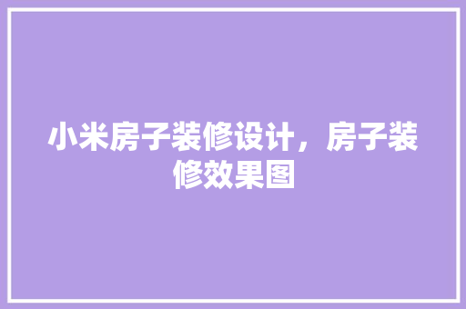 小米房子装修设计，房子装修效果图