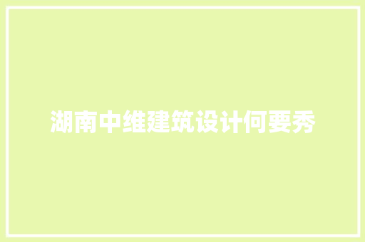 湖南中维建筑设计何要秀 施工管理