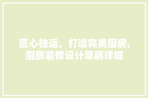 匠心独运，打造完美厨房,厨房装修设计草稿详细