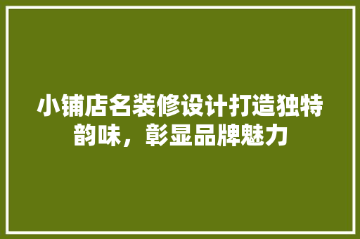 小铺店名装修设计打造独特韵味，彰显品牌魅力