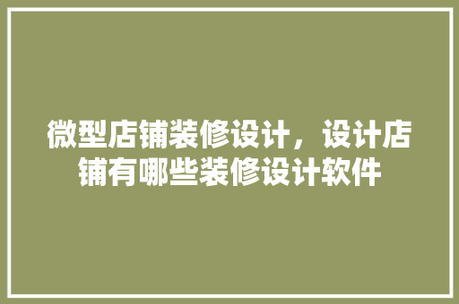 微型店铺装修设计，设计店铺有哪些装修设计软件