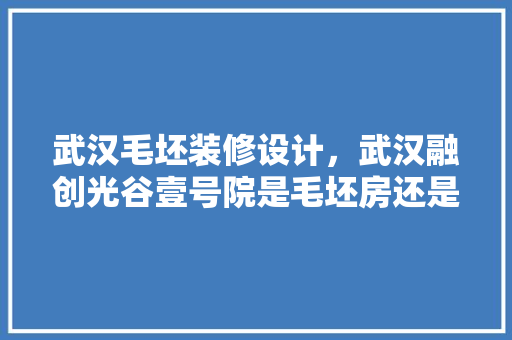 武汉毛坯装修设计，武汉融创光谷壹号院是毛坯房还是精装修