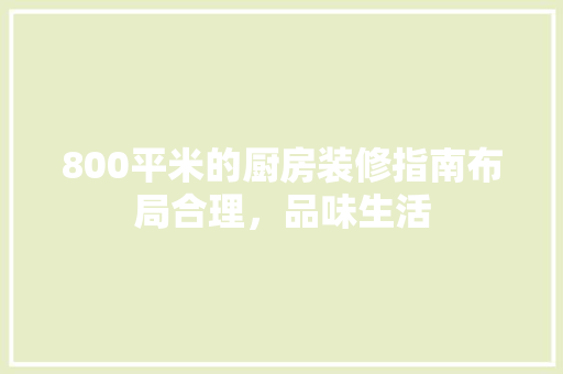 800平米的厨房装修指南布局合理，品味生活