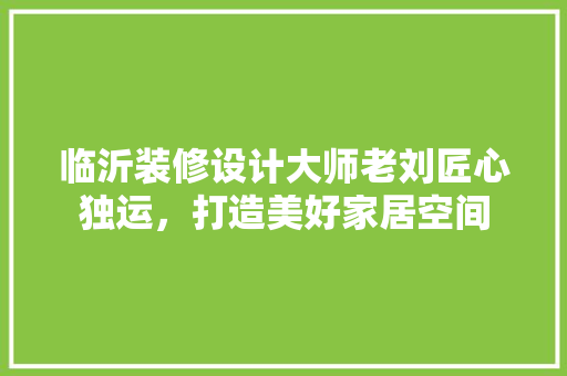 临沂装修设计大师老刘匠心独运，打造美好家居空间 施工工艺