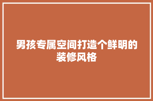 男孩专属空间打造个鲜明的装修风格