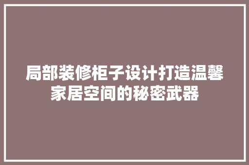 局部装修柜子设计打造温馨家居空间的秘密武器