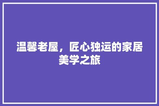 温馨老屋，匠心独运的家居美学之旅