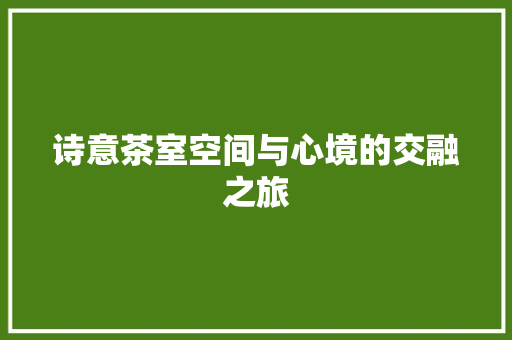 诗意茶室空间与心境的交融之旅 施工管理