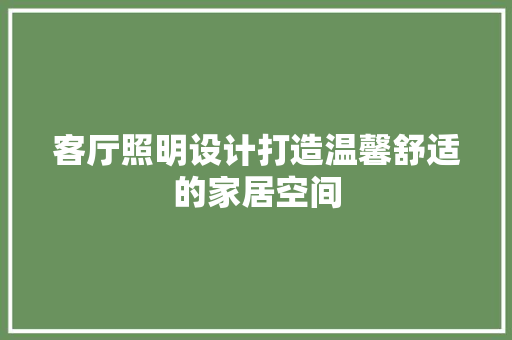 客厅照明设计打造温馨舒适的家居空间