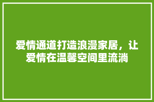 爱情通道打造浪漫家居，让爱情在温馨空间里流淌 施工工艺