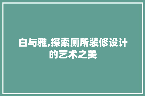 白与雅,探索厕所装修设计的艺术之美