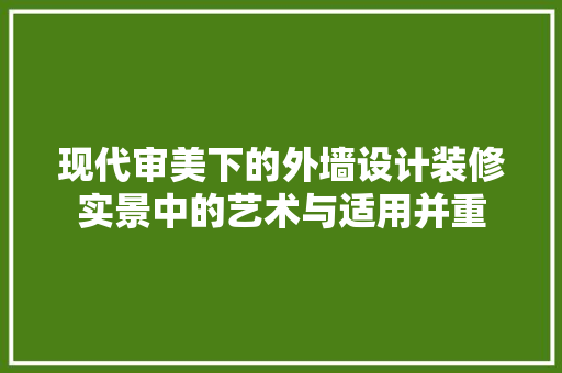 现代审美下的外墙设计装修实景中的艺术与适用并重 住宅建筑设计