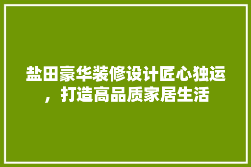 盐田豪华装修设计匠心独运，打造高品质家居生活