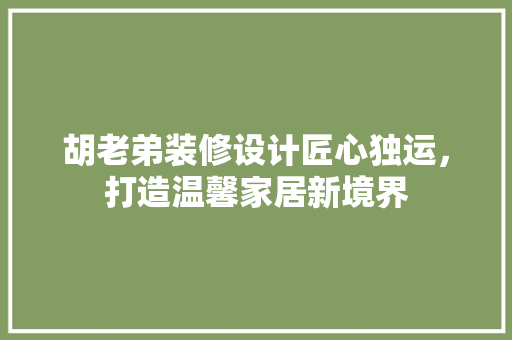 胡老弟装修设计匠心独运，打造温馨家居新境界